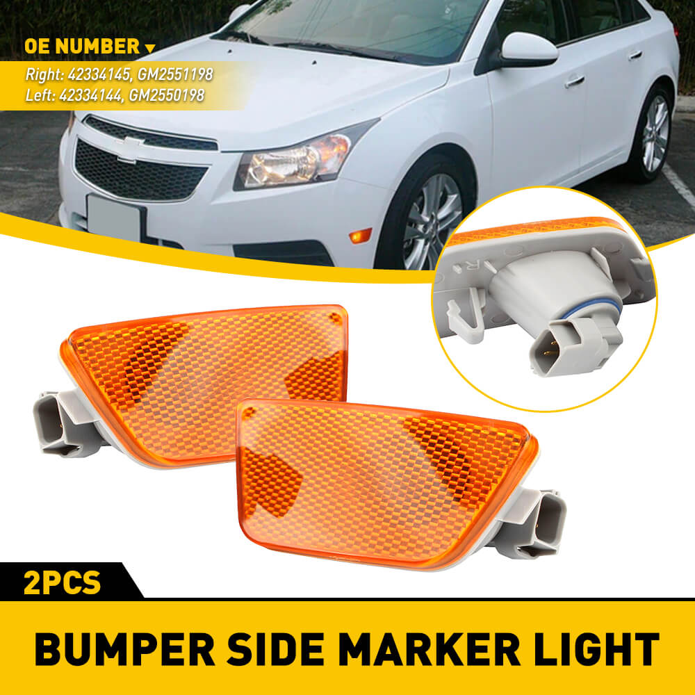2011-2016 Chevy Cruze Front Bumper Side Marker Lights - Pair of LED Replacement Lights for Enhanced Visibility & Safety | Perfect for Night Driving & Off-Road Adventures