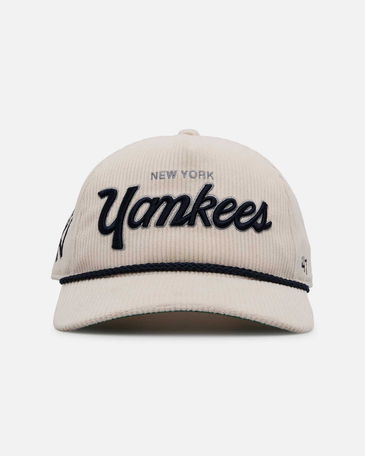New York Yankees 'Natural Script' Premium Corduroy Snapback Hat - 47 Brand Official MLB Licensed Cap for Men & Women - Perfect for Baseball Games, Streetwear & Casual Outfits