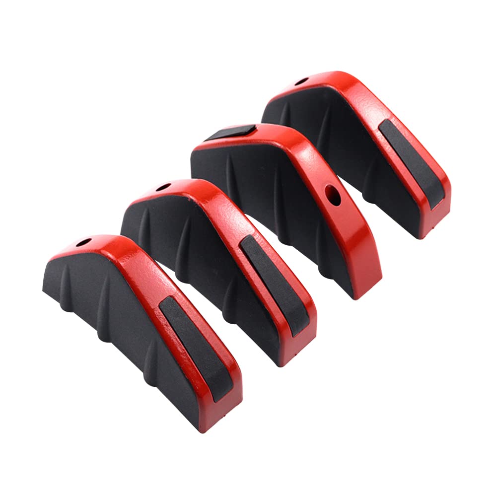 SEADEAR 4PCS Carbon Fiber Rear Bumper Lip Spoiler - Universal Car Diffuser Splitter & Shark Fin Wing for Enhanced Aerodynamics (Red/Black) | Perfect for Sports Cars, Tuner Vehicles & Exterior Styling Upgrades