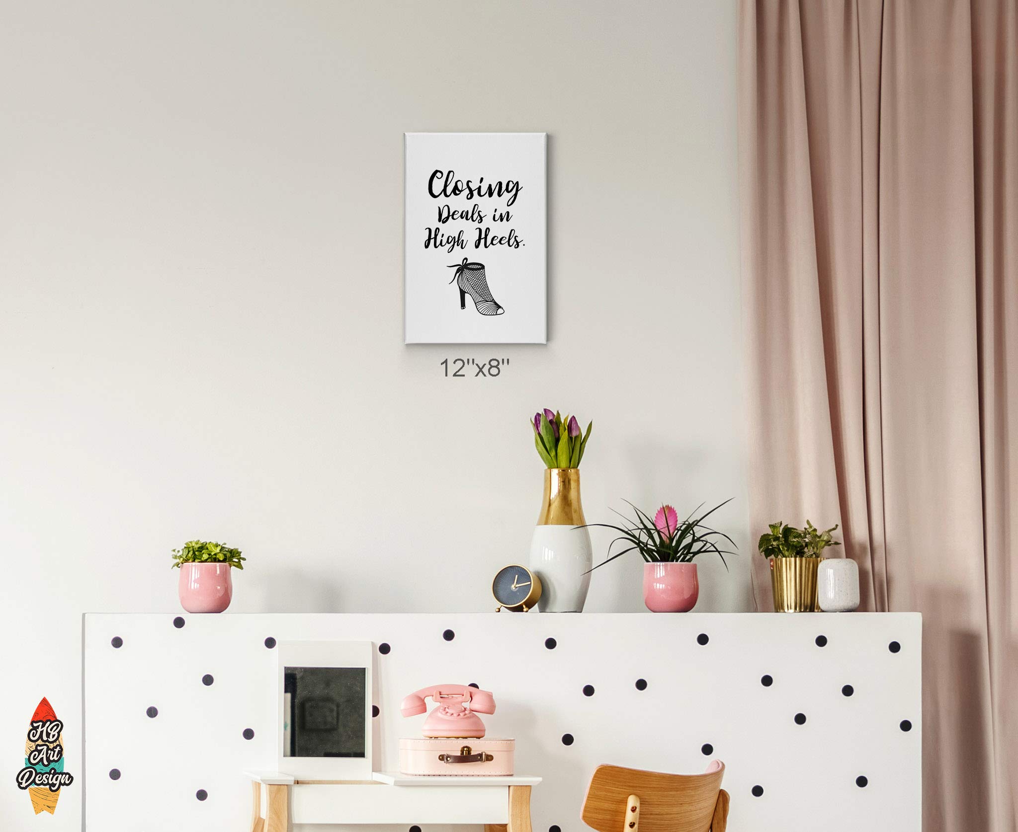HB Art Design 'Closing Deals in High Heels' Black & White Fashion Sketch - Glam Canvas Wall Art Print for Office, Dorm, Bathroom, Living Room & Bedroom Decor (40x30 Inches, Ready to Hang) - Perfect for Women's Workspace, Girl's Room & Fashion Lover's Home