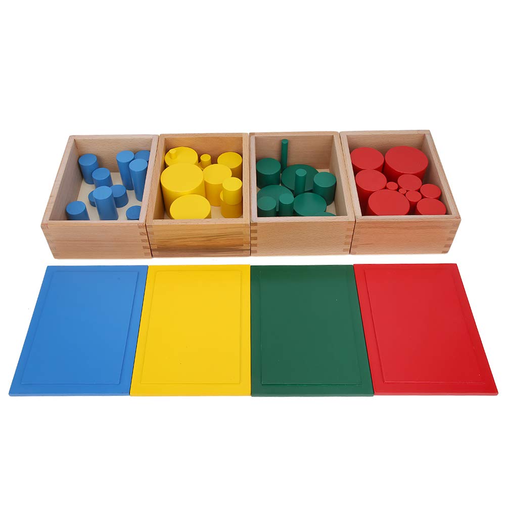 Montessori Wooden Sensory Cylinders Toy - Colorful Early Education Blocks for Toddlers, Boys & Girls - Perfect for Sensory Play, Learning Shapes & Fine Motor Skills Development