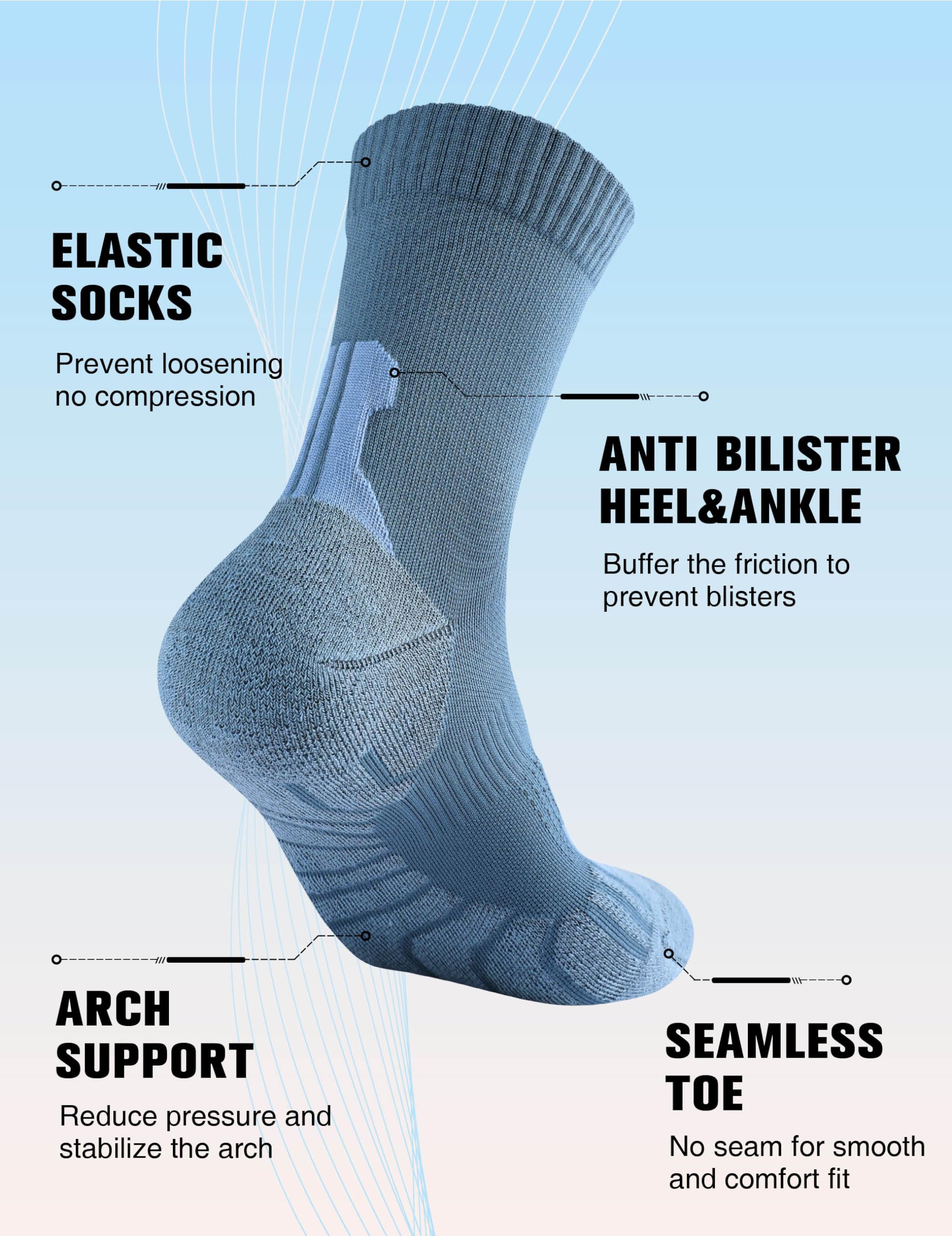 Best Compression Crew Running Socks for Men & Women - 3 Pairs Cushioned Athletic Socks for Work, Hiking, Basketball & Sports - Perfect for Marathon Training, Gym Workouts & Outdoor Activities