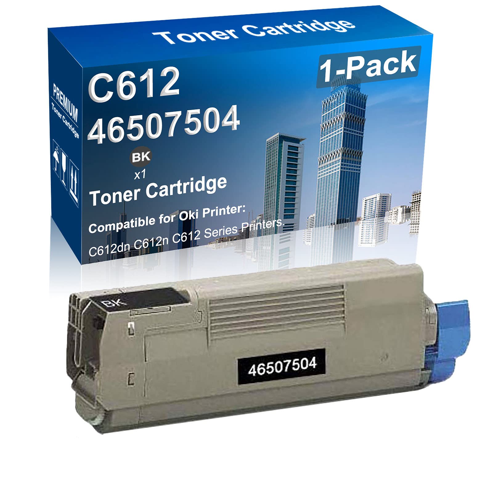 High Yield Black Toner Cartridge Replacement for Oki C612/C612n/C612dn Printers - Compatible with Oki 46507504 - Perfect for Office Printing, Document Reproduction & High Volume Laser Printing Needs