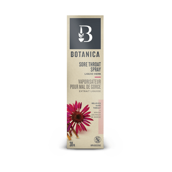 Botanica Sore Throat Relief Spray - 30ml Natural Herbal Remedy for Cough & Cold - Perfect for Travel, Work & Home Use