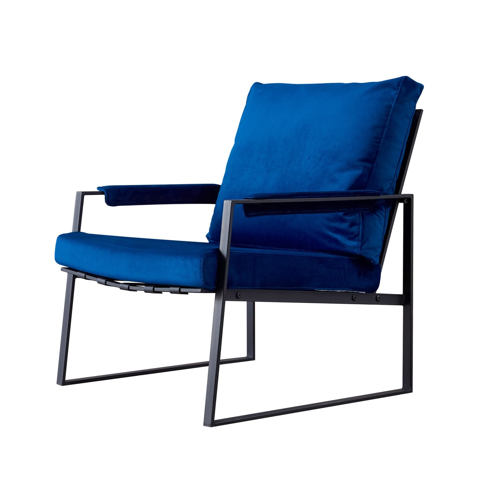 Velvet Accent Chair with Metal Frame - Modern Upholstered Armchair for Living Room & Bedroom, Blue - Comfy Reading Chair with Velvet Cushion | Perfect for Relaxing, Lounging & Home Decor