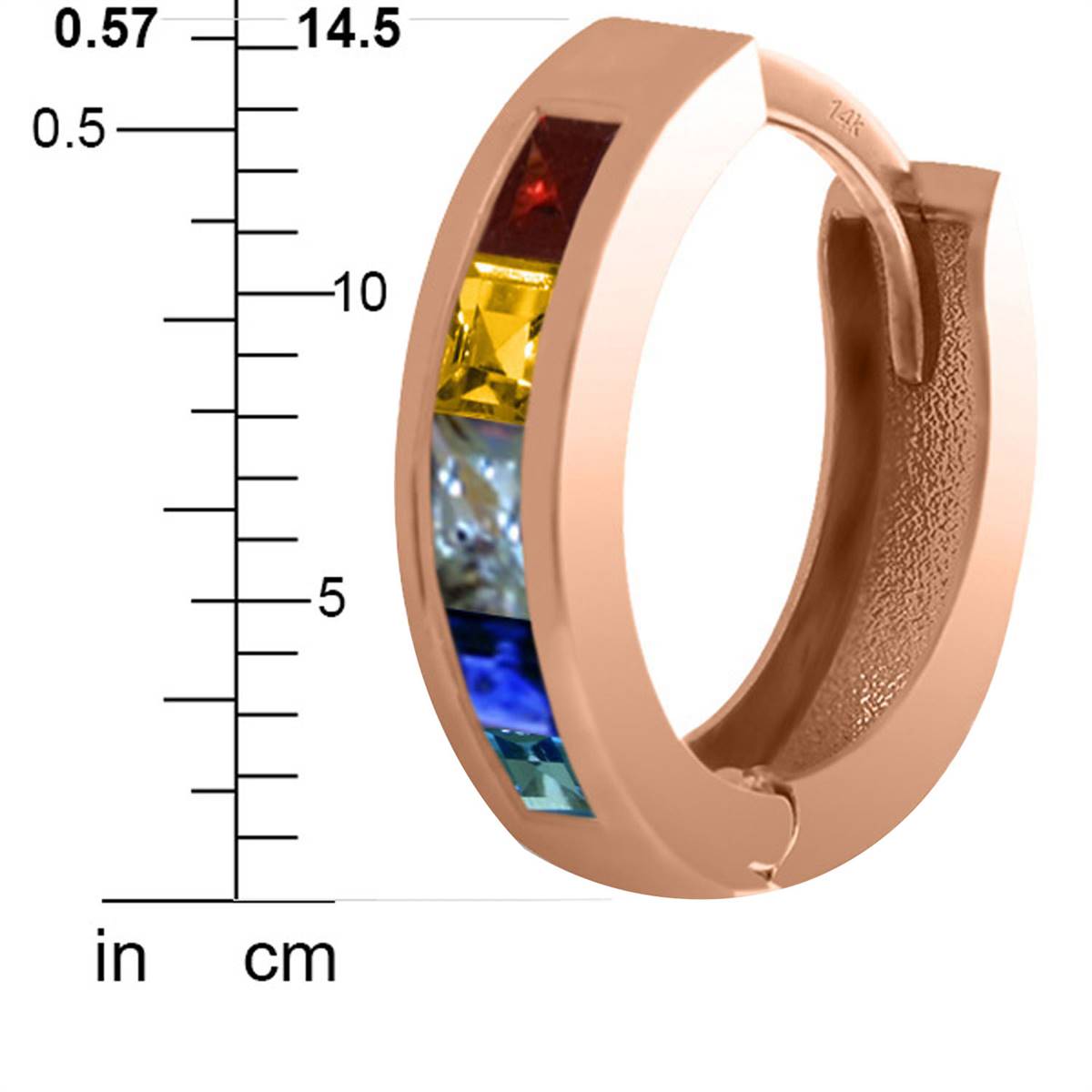 1.3 Carat 14K Solid Rose Gold Hoop Earrings with Multicolor Sapphires - Elegant Jewelry for Women, Perfect for Parties, Weddings & Everyday Wear