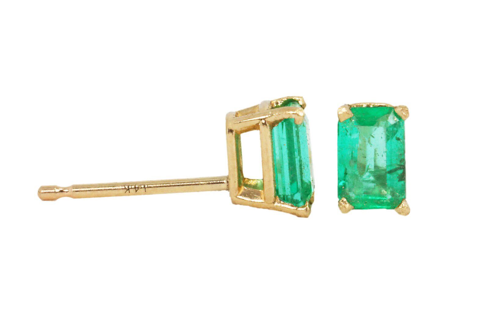 0.80tcw Dainty Four Prong Classic Emerald Cut Stud Earrings 14K Gold - Elegant Everyday Jewelry for Women, Perfect Gift for Birthday, Anniversary & Special Occasions