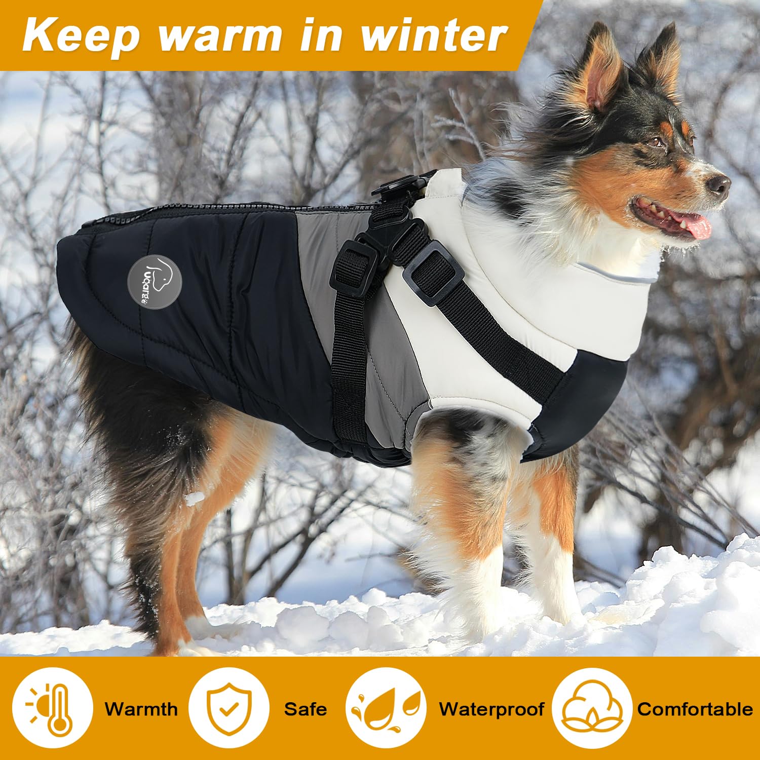 Waterproof Winter Dog Coat with Built-in Harness & Reflective Stripes - Warm Cold Weather Jacket for Small & Medium Dogs (Green, L) - Perfect for Snowy Walks & Outdoor Adventures