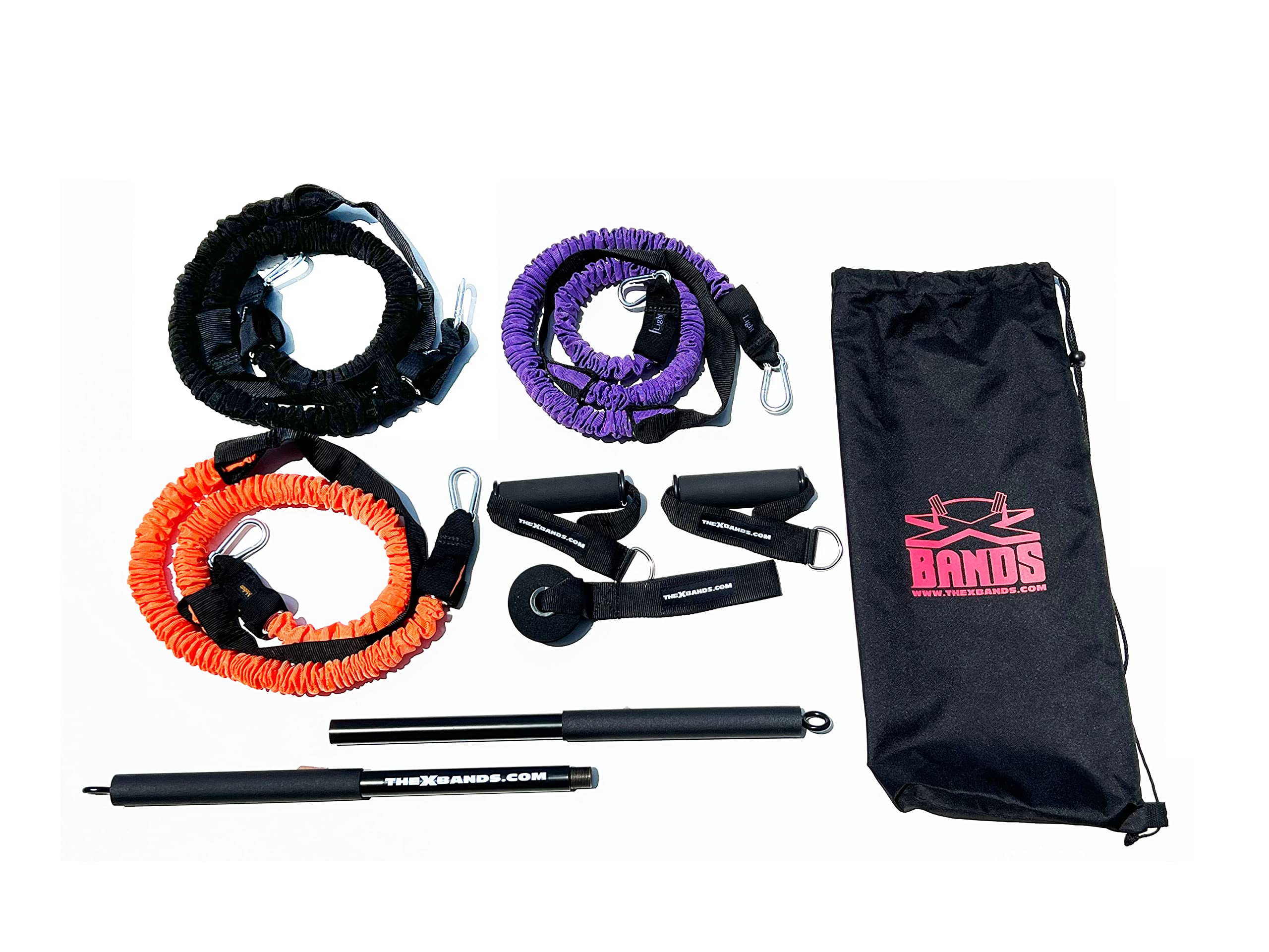 Extra Strong Exercise Resistance Bands Set - 3-Piece Steel Bars with Long Elastic Bands for LAT Pull Down, Bicep & Tricep Workouts - Perfect for Home Gym & Travel Fitness Equipment | Strength Training, Muscle Building & Full Body Workout