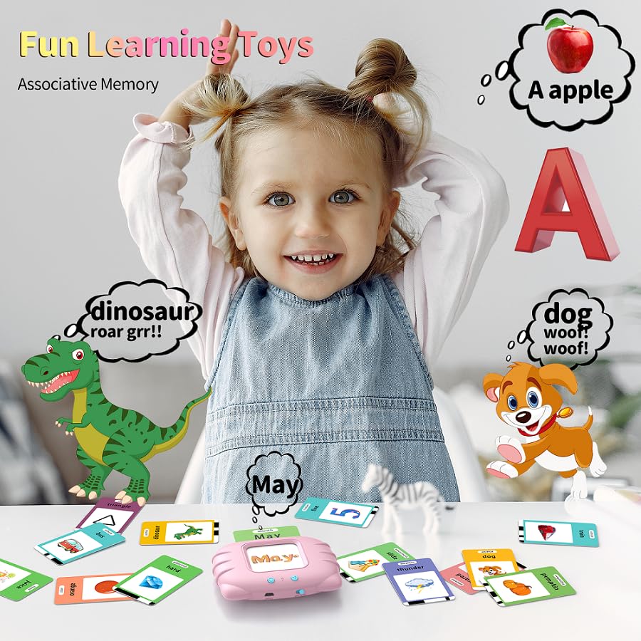 ABC Talking Flash Cards 252 Sight Words - Montessori Learning Toys for Toddlers Ages 2-6 | Preschool Educational Toys for Boys & Girls | Perfect Birthday Gift & Classroom Teaching Aid (Pink) - Enhance Early Reading Skills at Home or School