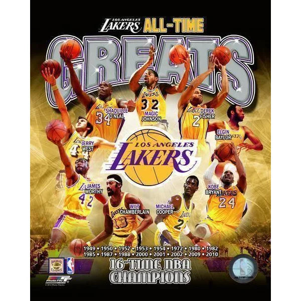 Los Angeles Lakers Legends Championship Framed Poster 20x24 - Magic Johnson, Kobe Bryant, Shaquille O'Neal, Wilt Chamberlain - Perfect for Man Cave, Sports Bar, Lakers Fan Gift