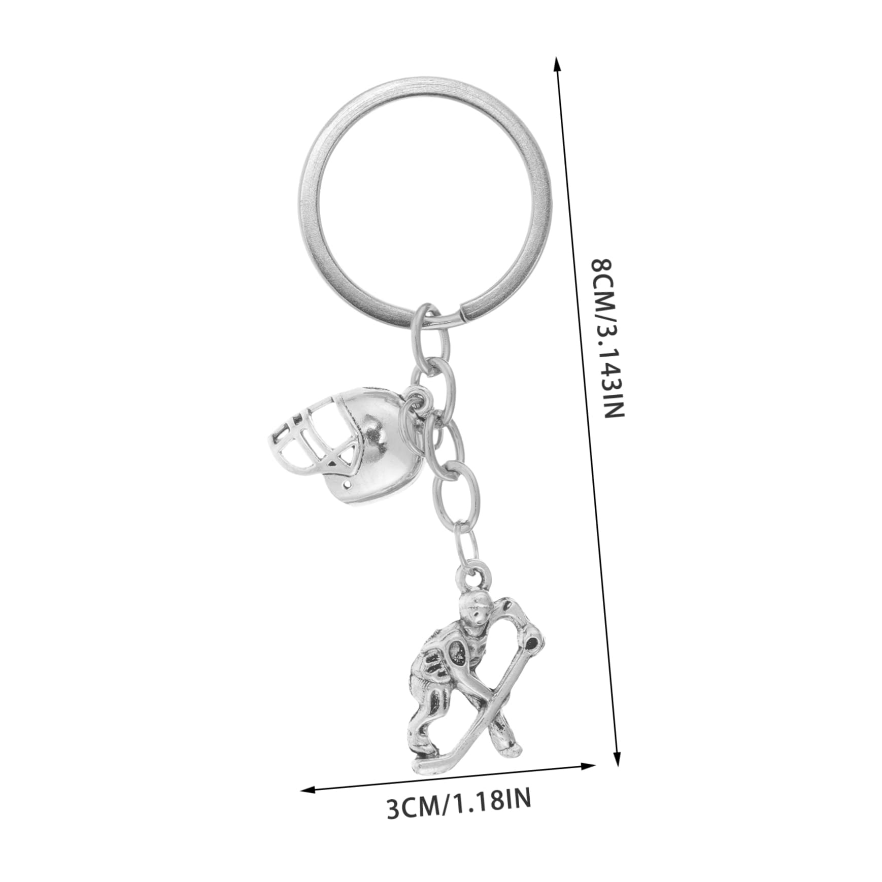 Hockey Keychain - Metal Hockey Player Pendant for Backpacks & Bags
