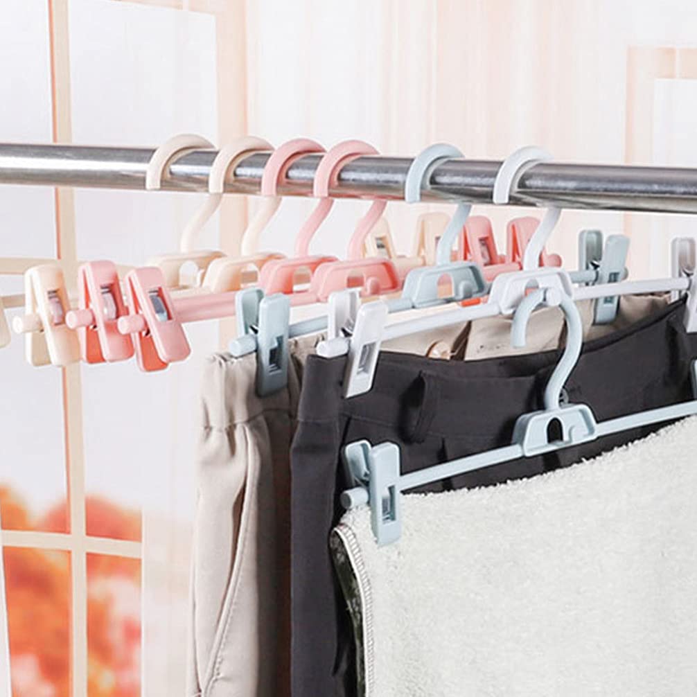 10-Pack Metal Pants Hangers with Non-Slip Clips - Space Saving Closet Organizer for Trousers, Skirts, Ties & Towels - Durable Clothes Hooks for Wardrobe Storage and Laundry Room Organization