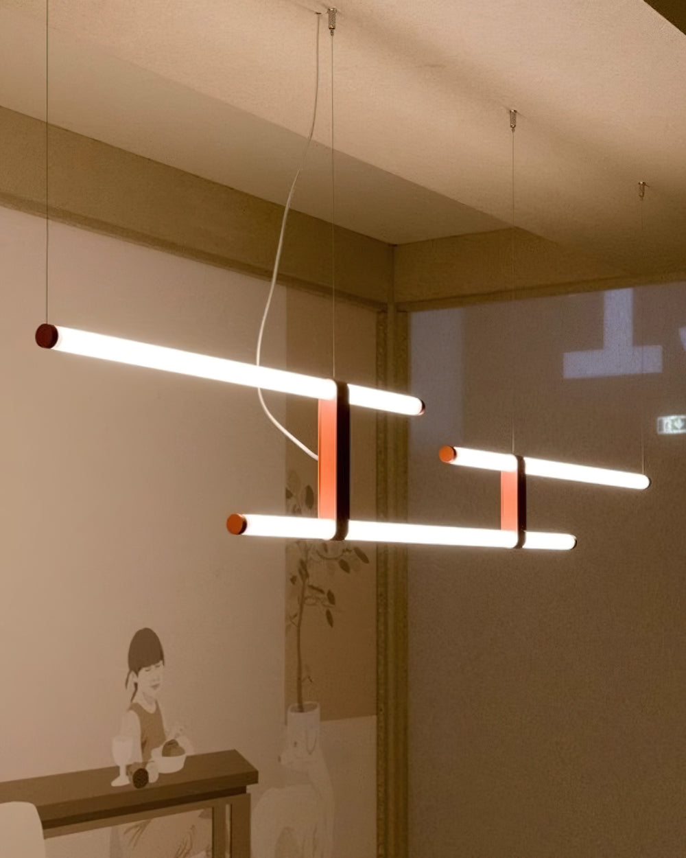 Modern Horizontal Chandelier - Sleek Linear Crystal Ceiling Light Fixture for Dining Room, Living Room & Bedroom | Elegant Lighting for Home Decor