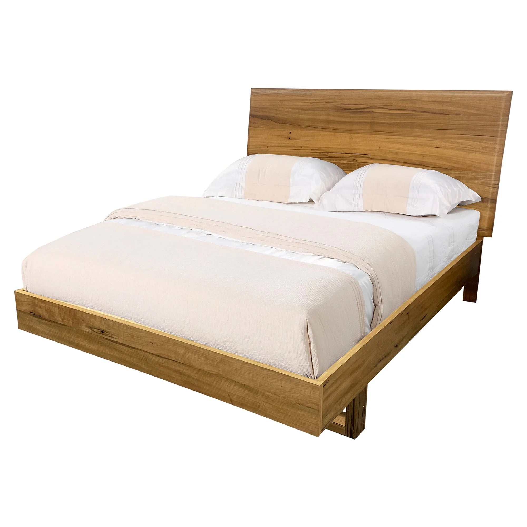 Galway Solid Wood Queen Size Bed Frame - Natural Finish for Bedroom Decor | Modern Farmhouse Style Bedroom Furniture for Master & Guest Rooms