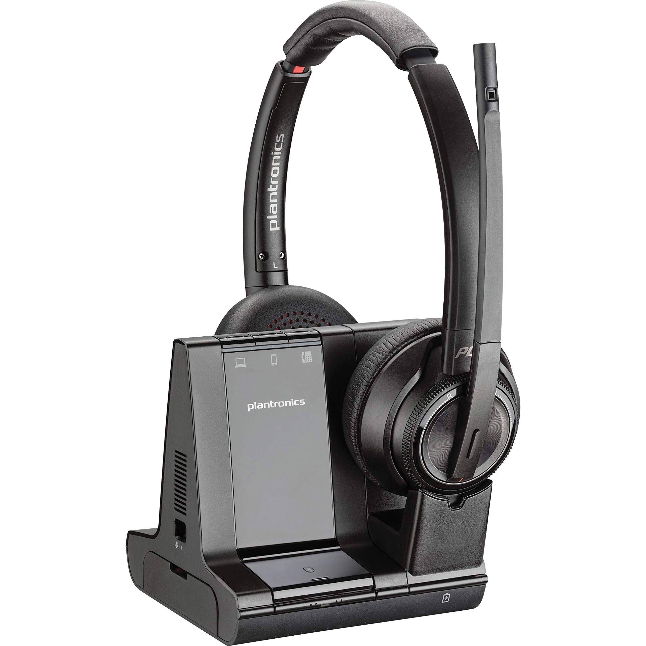 Plantronics SAVI 8200 Series W8220-M Wireless DECT Headset System - Certified for Skype for Business & Microsoft Teams | Noise-Canceling Office Headset for Professional Calls & Remote Work