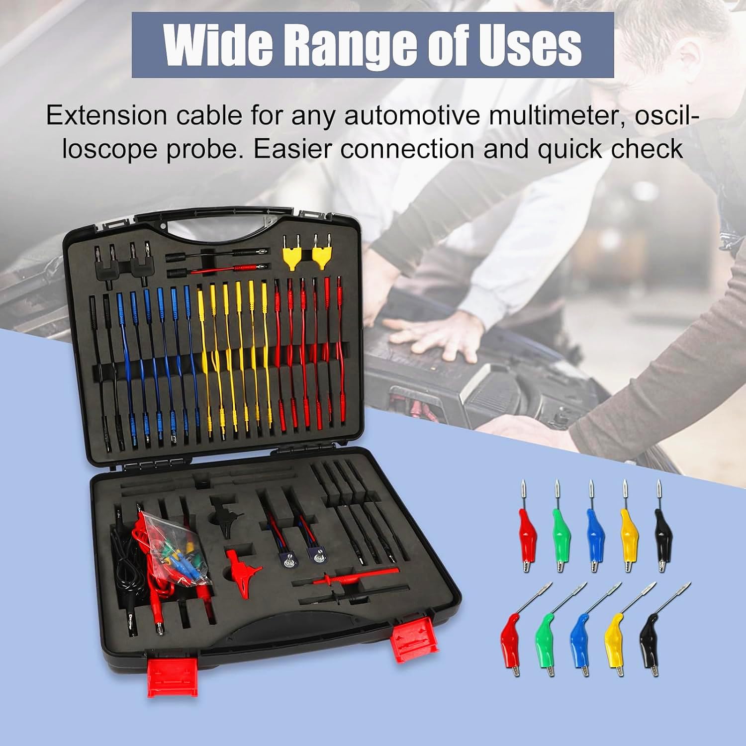 BELEY 104-Piece Automotive Test Lead Kit - Multimeter Test Leads with Alligator Clips, Pin Probes & Banana Plugs for Electrical Testing & Vehicle Diagnostics (Ideal for Mechanics, DIY Car Repairs & Home Electrical Projects)
