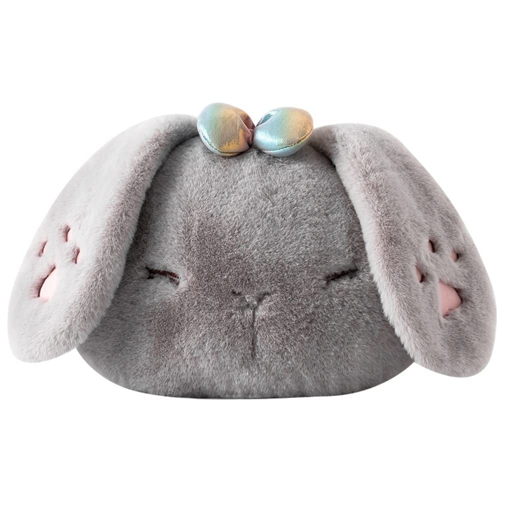 Explosion-Proof Hot Water Bottle with Cute Bunny Plush Cover - Electric Heating Pad for Menstrual Cramps, Back Pain & Shoulder Relief - Gray Warm Therapy for Winter, Bed & Office Use