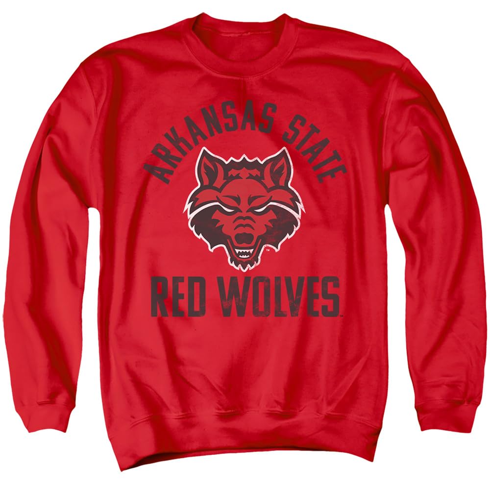 Official Red Wolves Logo Unisex Adult Crewneck Sweatshirt - Comfortable Cotton Pullover Hoodie for Men & Women, Red, Large - Perfect for Casual Wear, Sports Events & Fan Merchandise