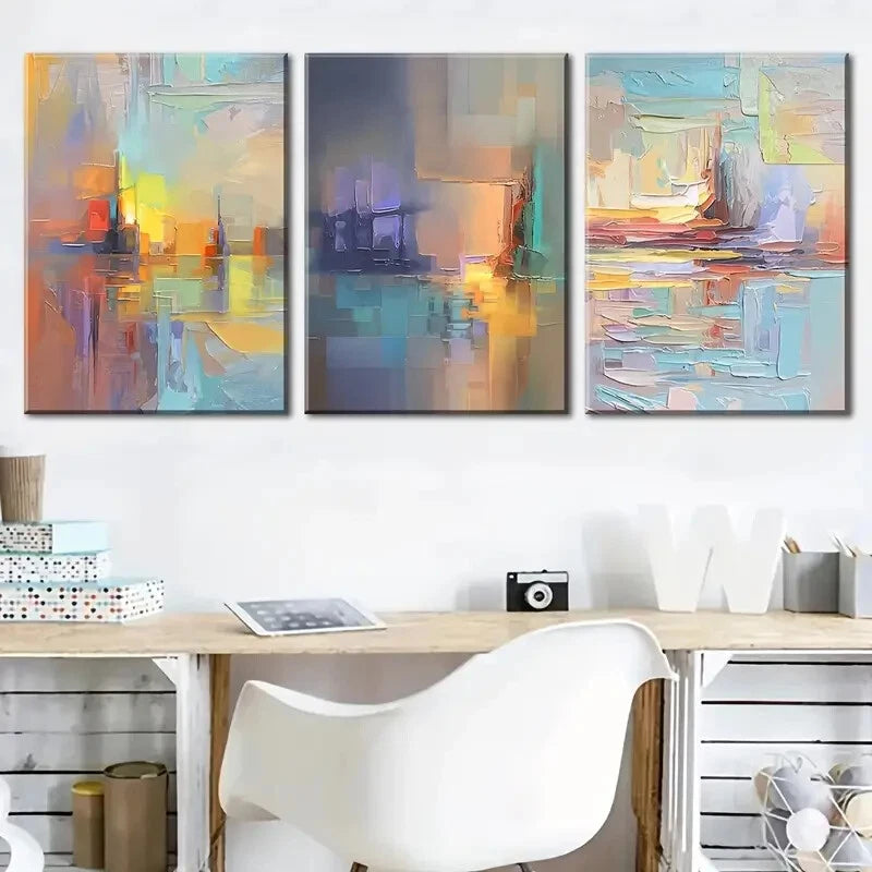 3-Piece Modern Stylish Abstract Metal Wall Art Prints - Ready to Hang Home Decor for Living Room, Bedroom & Office