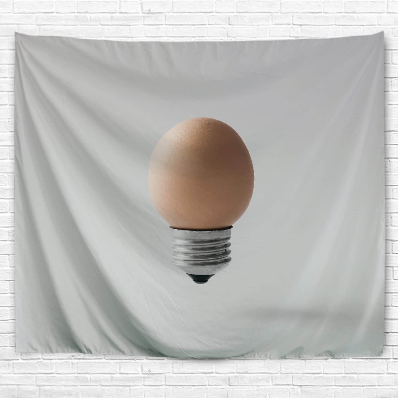 Abstract Egg Lightbulb Wall Tapestry - A.Monamour Artistic Fabric Wall Hanging Decor (60x80 inches) for Bedroom, Living Room, Dorm - Boho Home Decor & Unique Wall Art Gift Idea
