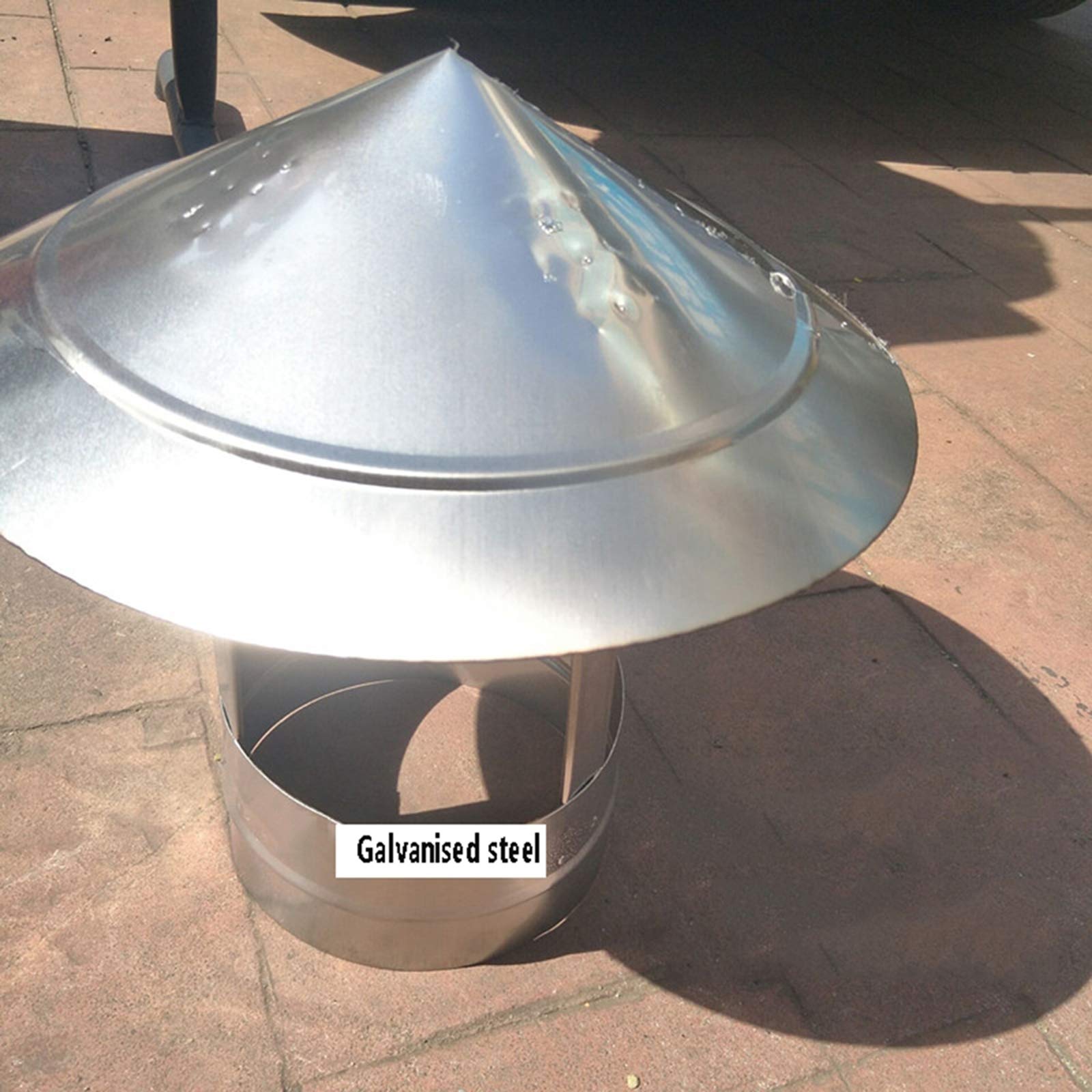 BOHHO 400mm Galvanized Steel Spiral Wind Chimney Cap - Weatherproof Roof Chimney Cover for Rain & Snow Protection - Perfect for Homes, Cabins & Outdoor Fireplaces