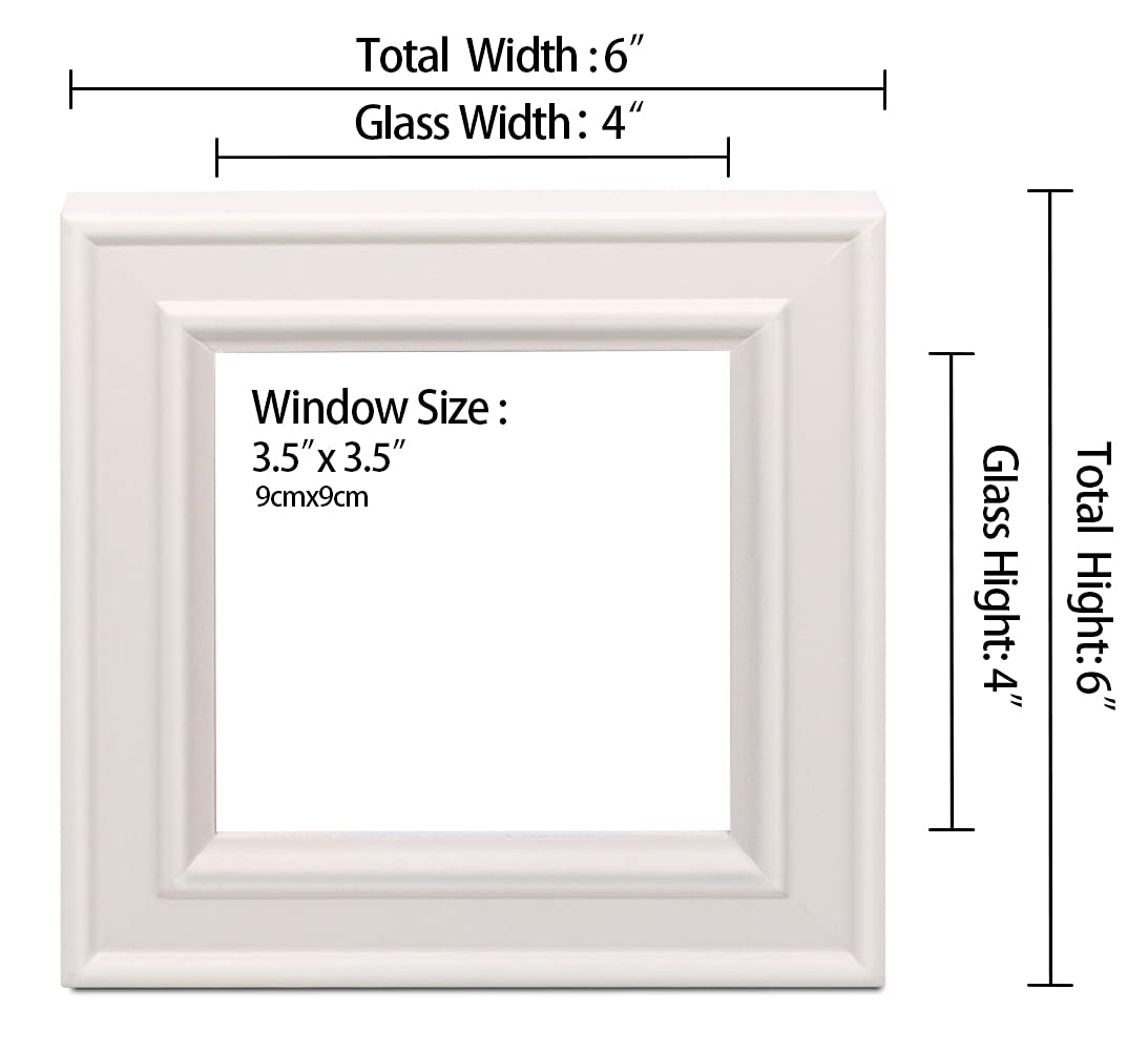 2Pcs 4x4 Inch Distressed White Wood Picture Frames - Small Square Photo Frames 3.5x3.5 Inch - Perfect for Tabletop Display, Wall Decor, Wedding Photos, Family Portraits & DIY Crafts