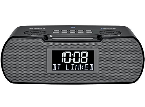 Sangean RCR-20 AM/FM Bluetooth Clock Radio with Digital Tuning, Aux-in, USB Charger & Battery Backup - Perfect for Bedroom, Office & Travel (Black)