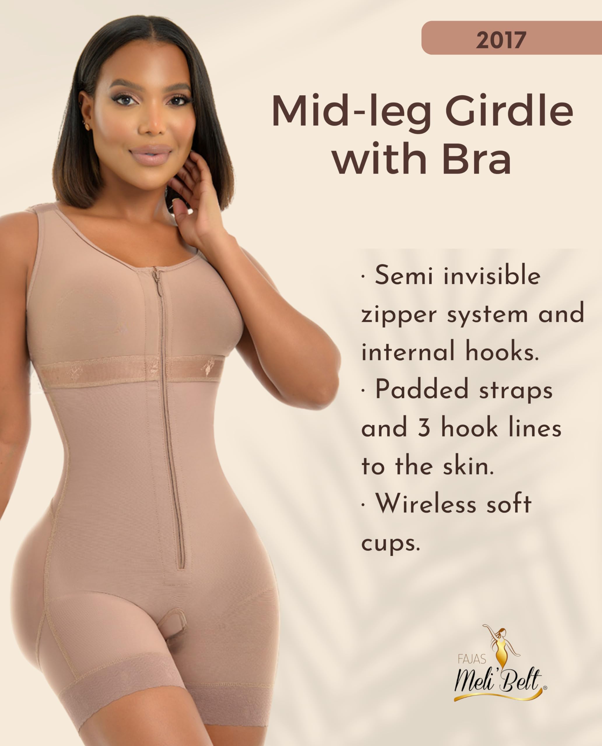 Melibelt 2017 Colombian Shapewear for Women - High Compression Waist Trainer Shorts with Built-in Bra - Tummy Control & Body Shaper for Workout, Postpartum, Daily Wear