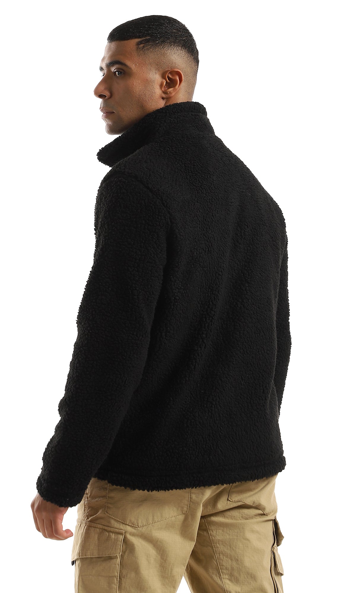 Cozy Fur Zip Through Neck Black Jacket With Side Pockets - Winter Warm Outerwear for Women, Fashionable Hooded Coat - Perfect for Casual Outings, Streetwear & Cold Weather Protection