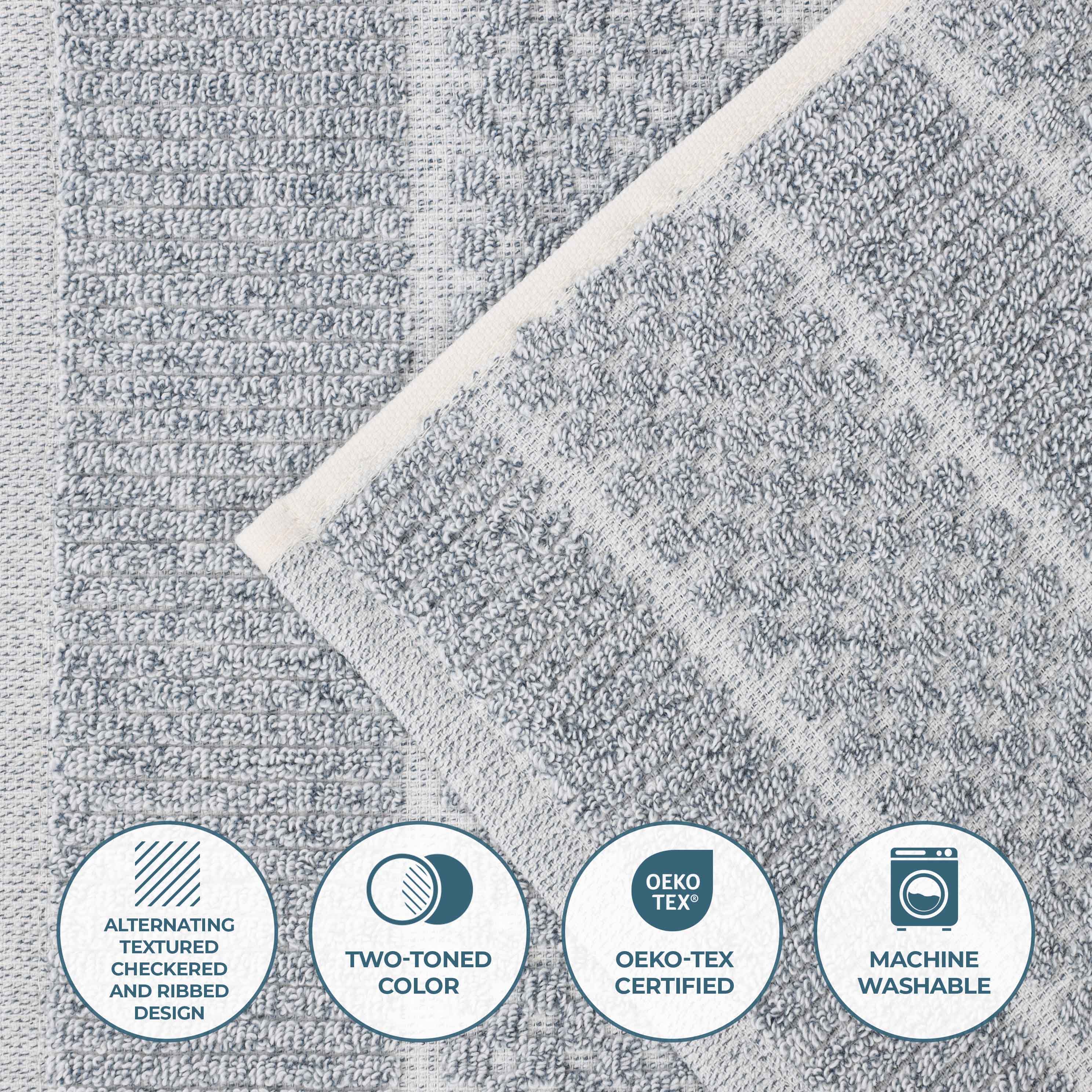 Premium 12-Piece Cotton Blend Checkered Bath Towel Set - Medium Weight, Soft & Absorbent for Spa, Gym, and Home Use
