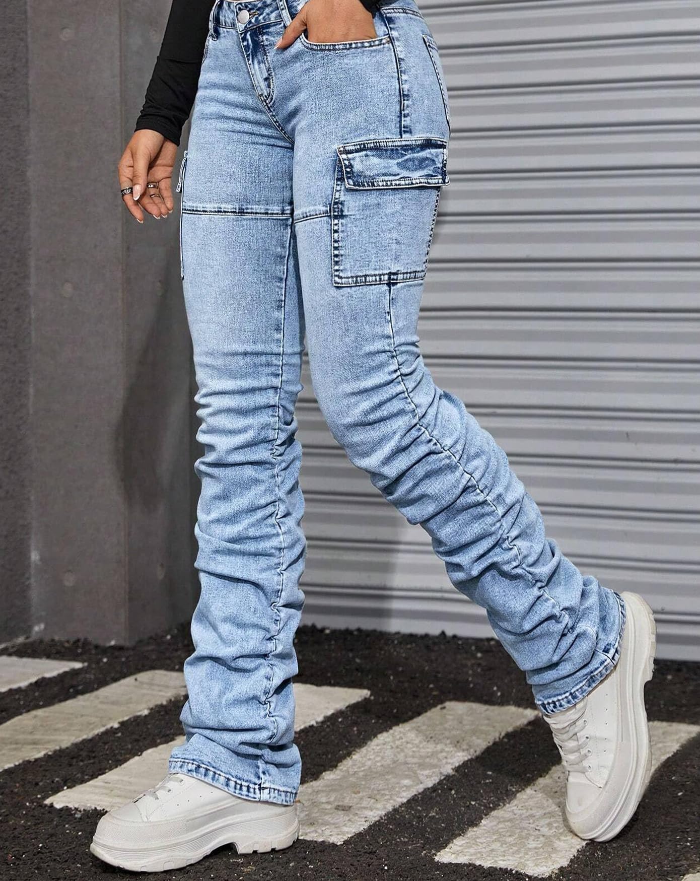 Women's Stacked Jeans - Mid Rise Bootcut Skinny Stretchy Denim Pants for Casual & Work Wear | Comfortable Trousers for Everyday Outfits