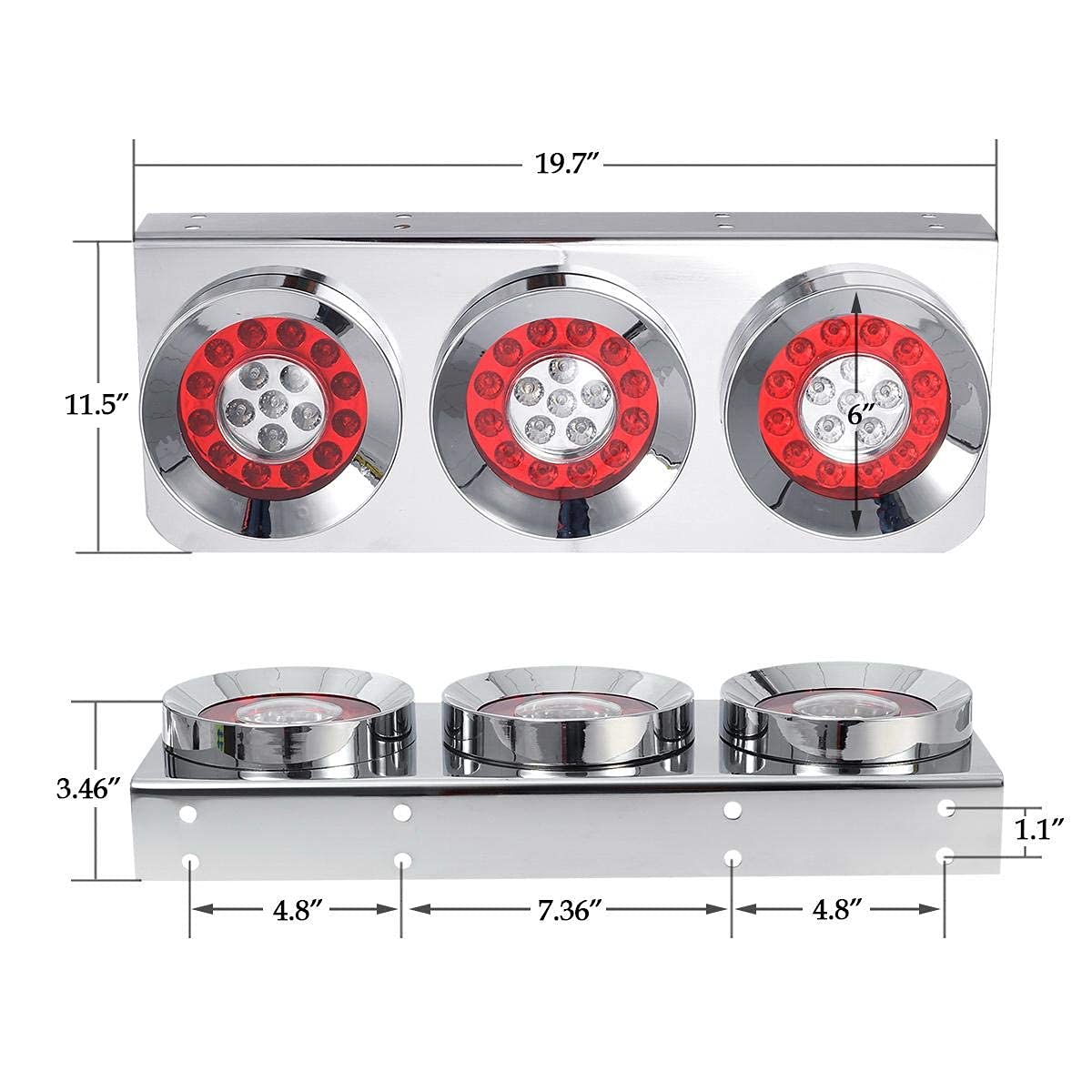 Partsam 2Pcs LED Truck & Trailer Tail Lights Kit with Iron Bracket Base - 12