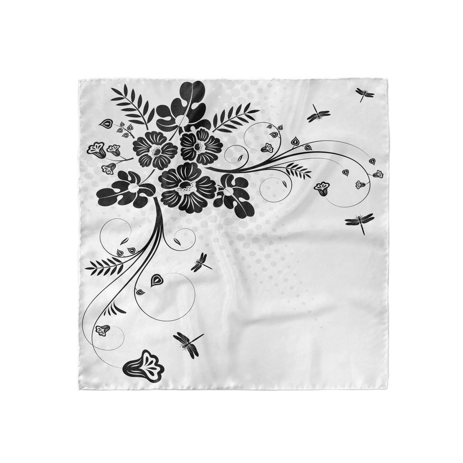 Ambesonne Dragonfly Headscarf - Floral Fern Print Hijab Scarf for Women, Lightweight Fashion Accessory for Summer, Outdoor, Travel and Special Occasions