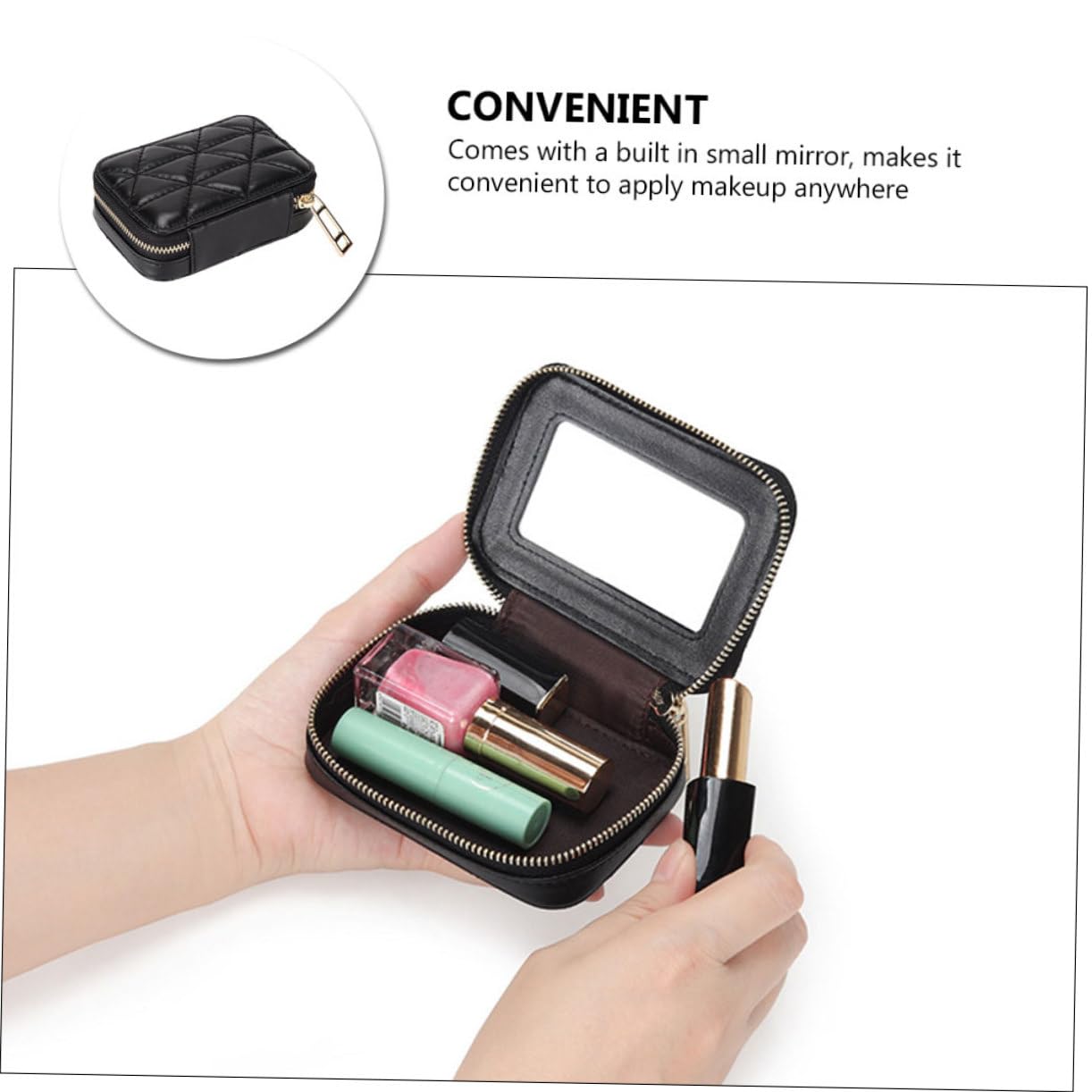 Lipstick Organizer with Mirror - Travel Makeup Case for Purse Storage