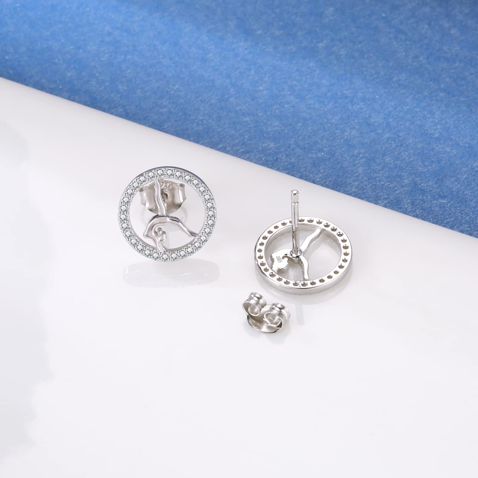 925 Sterling Silver Gymnastics Stud Earrings for Women – USA Team Gymnast Jewelry – Perfect Birthday & Christmas Gift for Athletes – Ideal for Competitions, Training & Everyday Wear