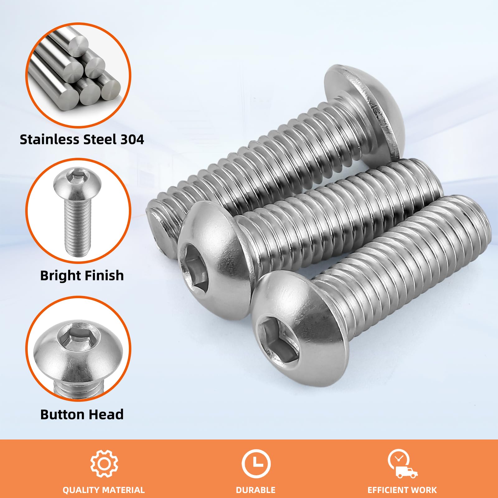 M8-1.25x35mm Stainless Steel Button Head Screws (10-Pack) - for DIY & Machinery