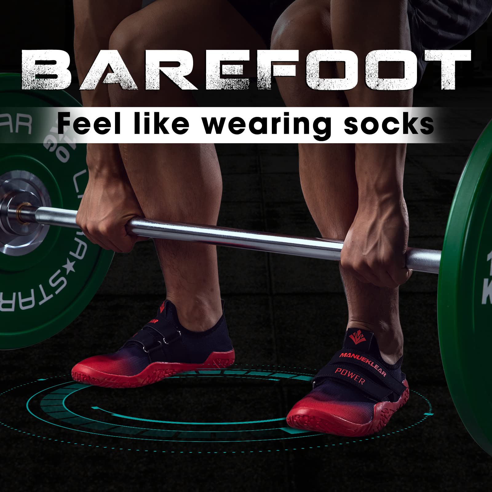 MANUEKLEAR Deadlift Shoes for Men & Women - Weightlifting, Squat & Cross-Training Barefoot Gym Shoes - Powerlifting, Fitness & Strength Training Sneakers for Gym, Home Workouts & CrossFit
