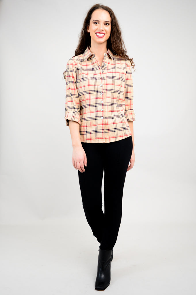 Alexis Top - Vintage Plaid Cotton Flannel Shirt for Women | Casual Fall & Winter Wear, Cozy Layering, Outdoor Activities