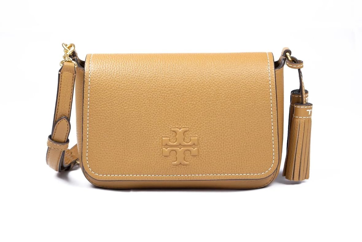Tory Burch Thea Pebbled Leather Crossbody Shoulder Bag in Tiramisu | Stylish Flap Design for Women | Perfect for Work, Travel & Everyday Use