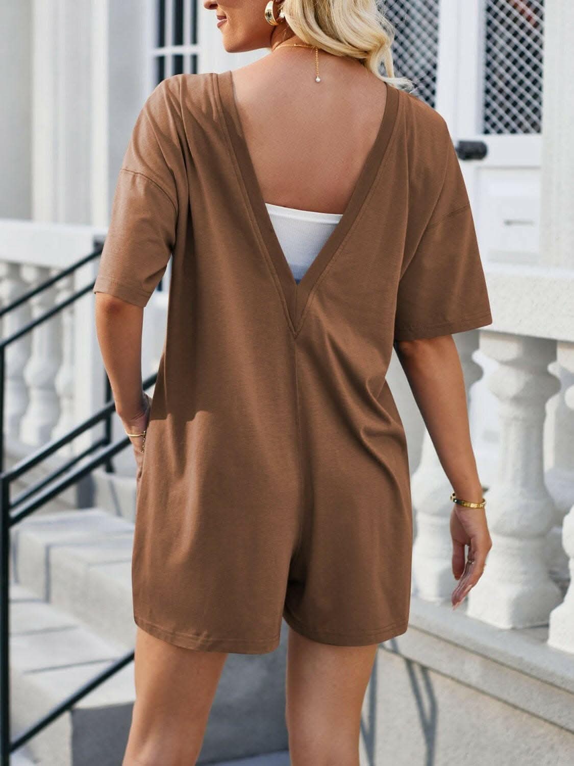 Stylish Backless Romper with Pockets - Women's Summer Jumpsuit for Beach, Party & Vacation Outfits