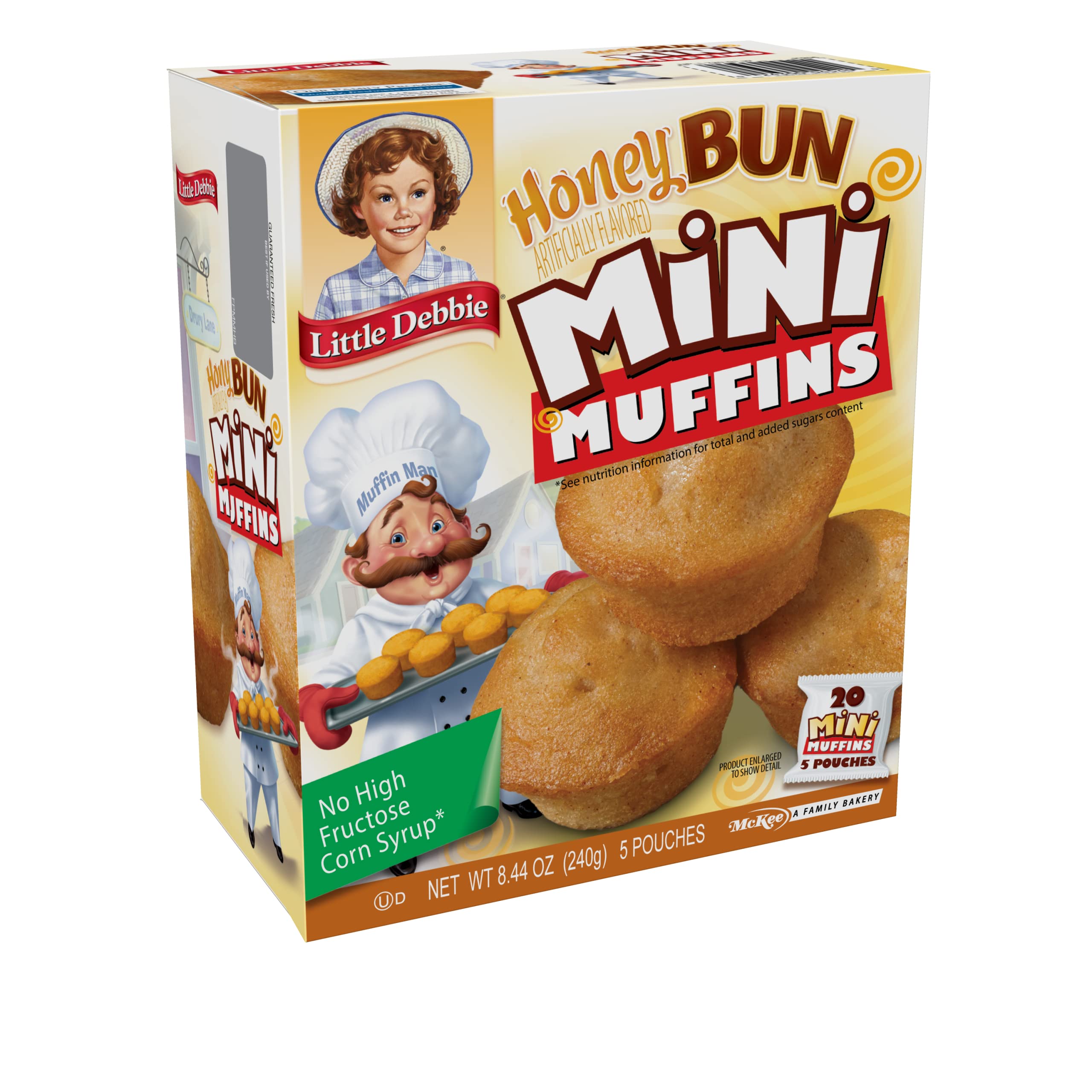 Little Debbie Honey Bun Mini Muffins, 40 Count (1.7 oz Pouches) - 8 Boxes Bulk Pack | Sweet Breakfast Snacks, Office Treats & On-the-Go Snacking