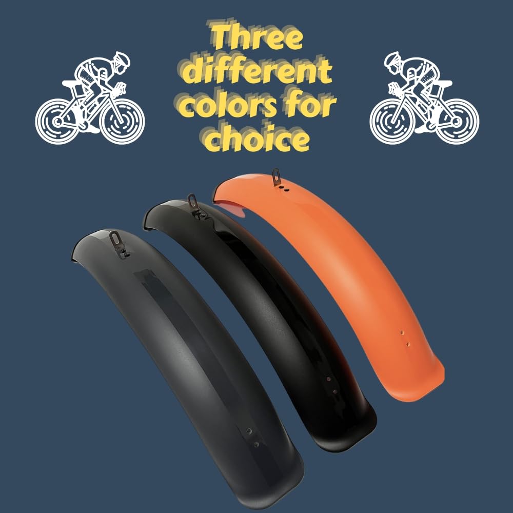 Fat Bike Fender Set - Front & Rear Full Coverage Mud Guards for 26 Inch Fat Tire Bicycles (Black) - Perfect for Mountain Biking, Snow Riding & Off-Road Adventures