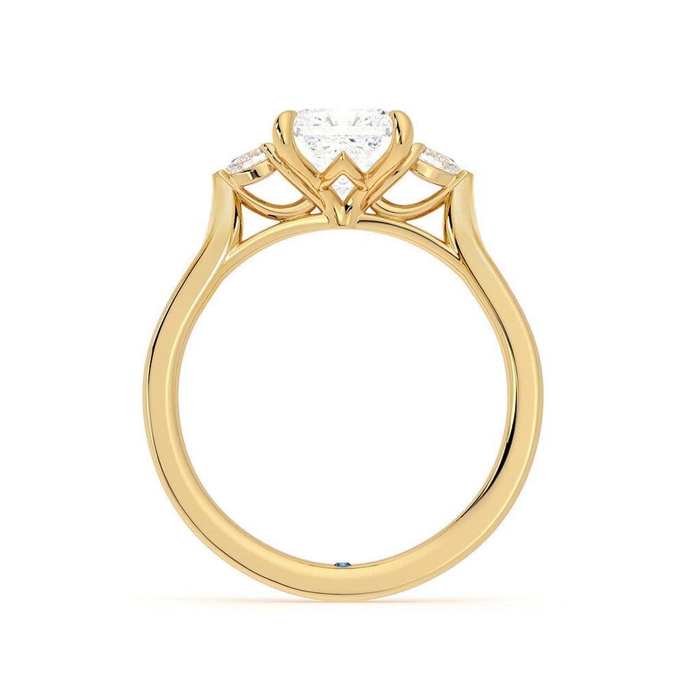 Three Stone Princess Cut Moissanite Engagement Ring with Hidden Anniversary Stone - Elegant Wedding Jewelry for Proposals, Anniversaries & Special Occasions