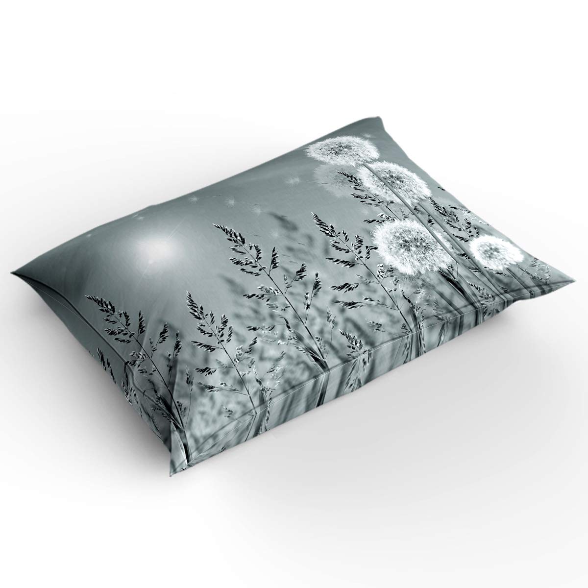 T&H XHome 4-Piece Gray Dandelion Down Comforter Set - Full Size Bedding with Comforter Cover, Flat Sheet & Matching Pillowcases for Adults, Teens & Kids | Soft & Breathable Bed Sheets for All Seasons