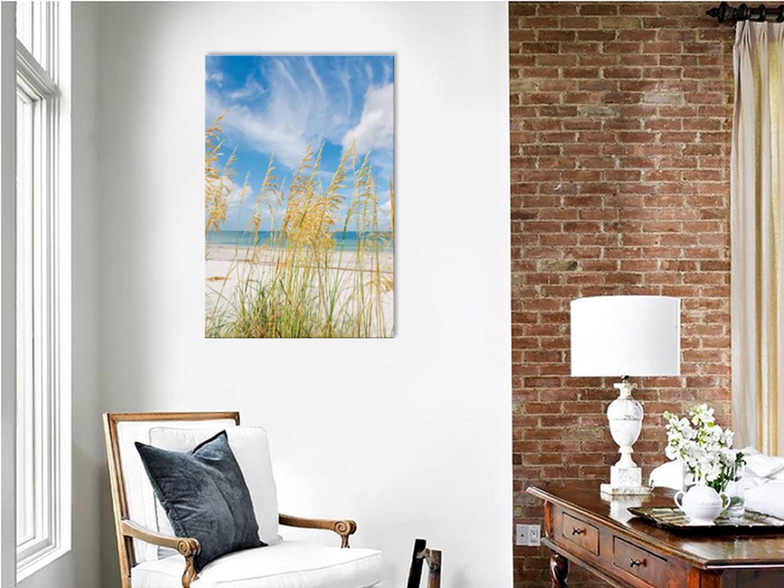 TIMUBA Beach Canvas Wall Art - St Pete Beach Seascape Ocean Painting, Framed Ready to Hang Wall Decor (28