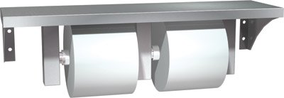 Wall Mounted ASI Shelf & Double Toilet Paper Holder - Bathroom Storage Organizer for Toiletries and Extra Rolls | Perfect for Small Bathrooms, Powder Rooms & Guest Baths