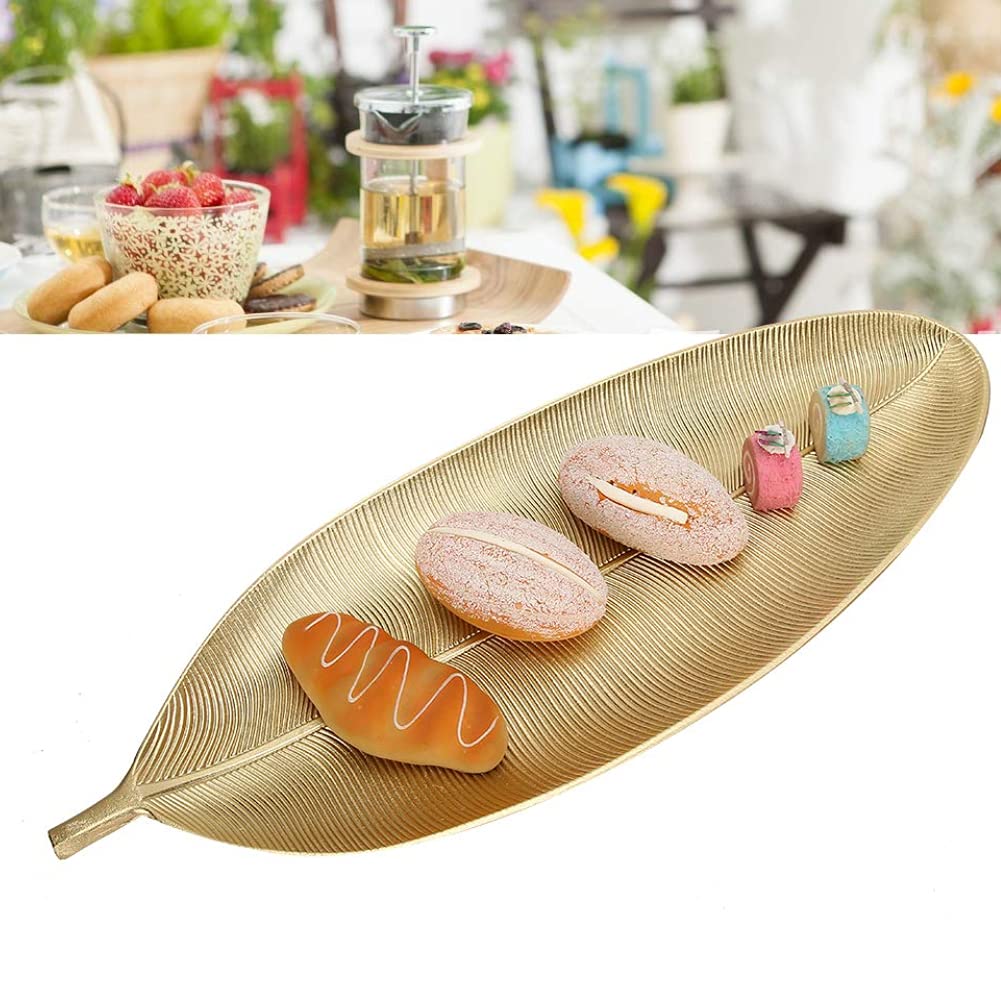 Gold Leaf-Shaped Jewelry Organizer & Serving Tray - Elegant Display for Rings, Fruit, Desserts, Nuts - Perfect for Home Decor, Store Displays & Party Serving (Large Size)