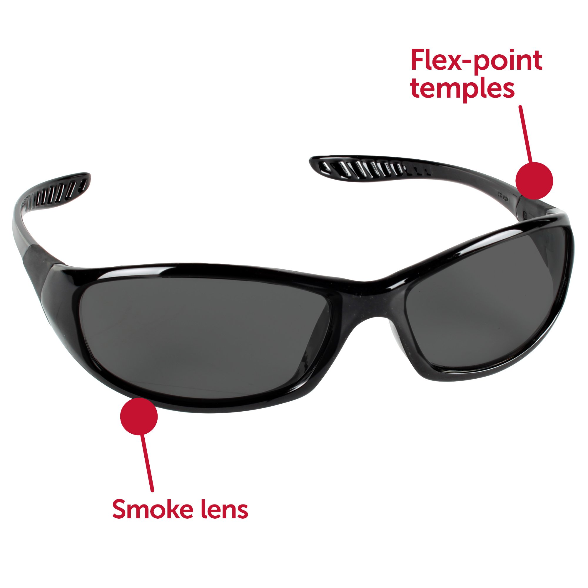 Kleenguard V40 Hellraiser Safety Glasses (25714) - Smoke Lens with Black Frame, 12 Pairs/Case - ANSI Z87.1 Certified for Workplace, Construction & DIY Projects