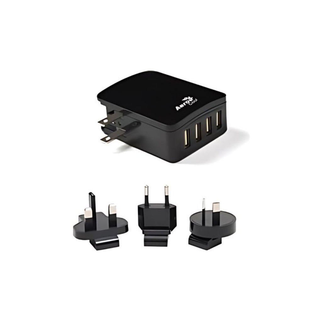 AeroCool Premium Smart 5V 5.4A 4-Port USB Wall Charger - Fast Charging for iPhone, Android, iPad - Perfect for Home, Office & Travel (Black)